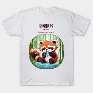 Red Panda Playing- Bubbles Never Go Out of Style T-Shirt